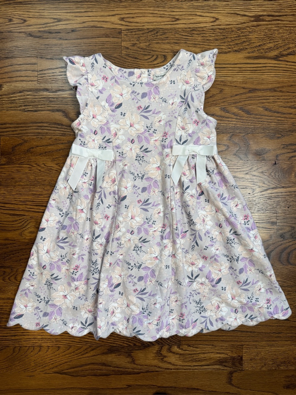 Haute Hippie Kids Girls Floral Lavender and Pink Dress w/ Flutter Sleeves Sz 7